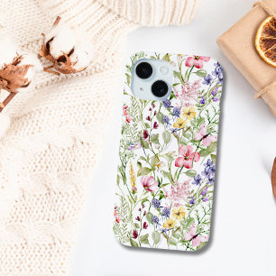 Funda Para iPhone 15 Flores silvestres rosadas, púrpura, flores amarill