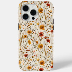 Funda Para iPhone 15 Pro Max Flores silvestres rusas - Patrón floral de otoño b