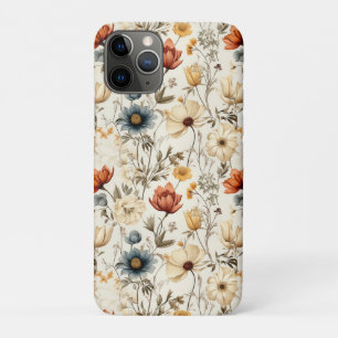 Funda Para iPhone 11 Pro Flores silvestres secas vintage terracota azul mar