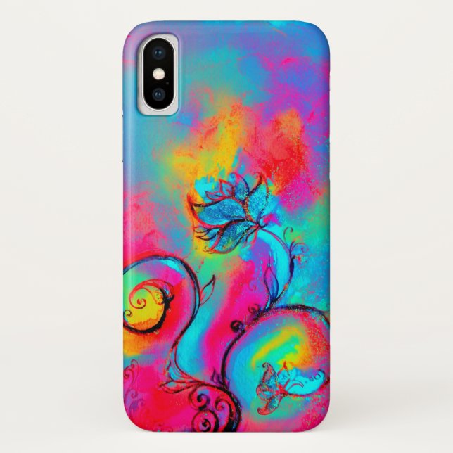 Funda De Case-Mate Para iPhone FLORES SIMILARES azul rosa amarillo (Reverso)