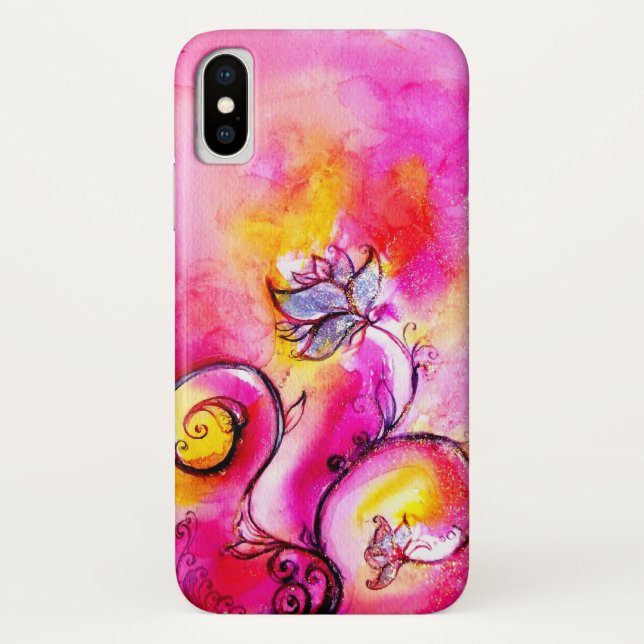 Funda De Case-Mate Para iPhone FLORES SIMILARES,Bañeras moradas rosadas (Reverso)