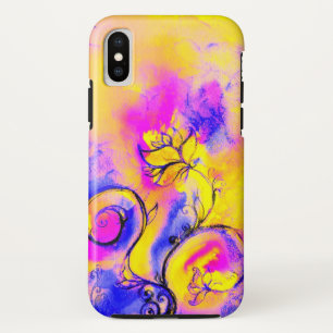 Funda Para iPhone XS FLORES SIMILARES color rosa amarillo púrpura