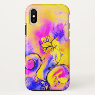 Funda Para iPhone XS FLORES SIMILARES color rosa amarillo púrpura