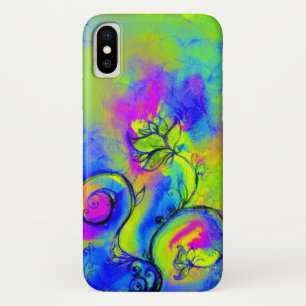 FUNDA PARA iPhone X FLORES SIMILARES FLUJOS AZULEJOS AZULEJOS AZULEJOS