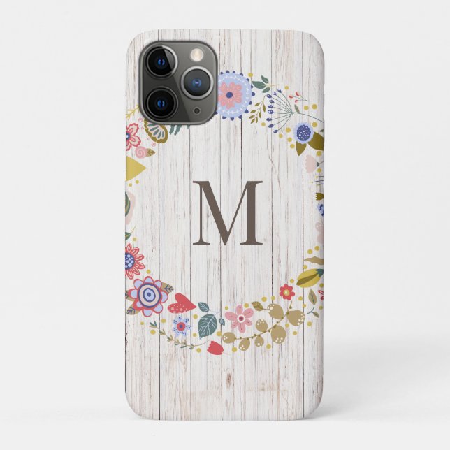 Funda De Case-Mate Para iPhone Flores singulares monográficas de Madera de Edad (Reverso)
