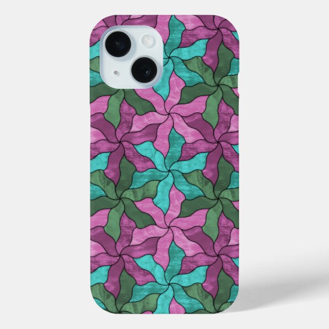 Funda De Case-Mate Para iPhone Flores Tesselladas de vidrio templado (Reverso )