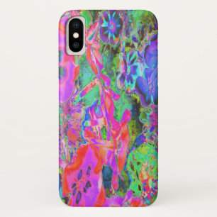Funda Para iPhone X Flores Trippy Psicodélicas Rosa Caliente y Purpura
