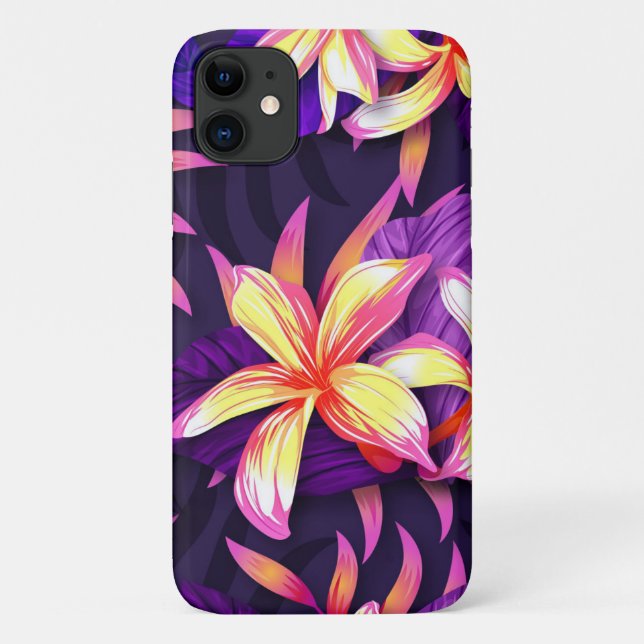 Funda De Case-Mate Para iPhone Flores tropicales brillantes (Reverso)