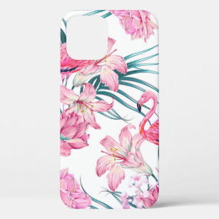 Funda Para iPhone 12 Flores tropicales coloridas y pájaros sin soldadur
