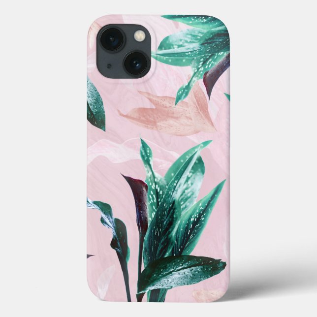 Funda De Case-Mate Para iPhone Flores Tropicales Elegantes Modernas Rosa Verde (Reverso)