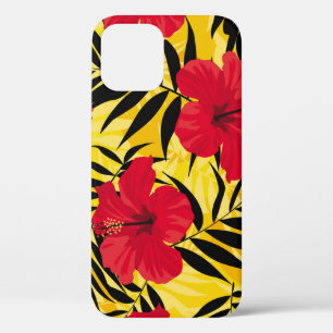 Funda Para iPhone 12 Flores tropicales hojas de palma, patrón vintage.