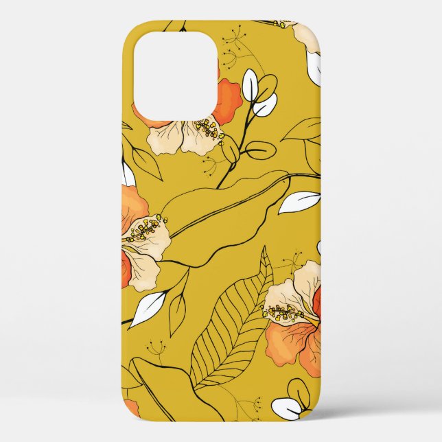 Funda De Case-Mate Para iPhone Flores Tropicales: Papel de escritorio exótico. (Reverso )