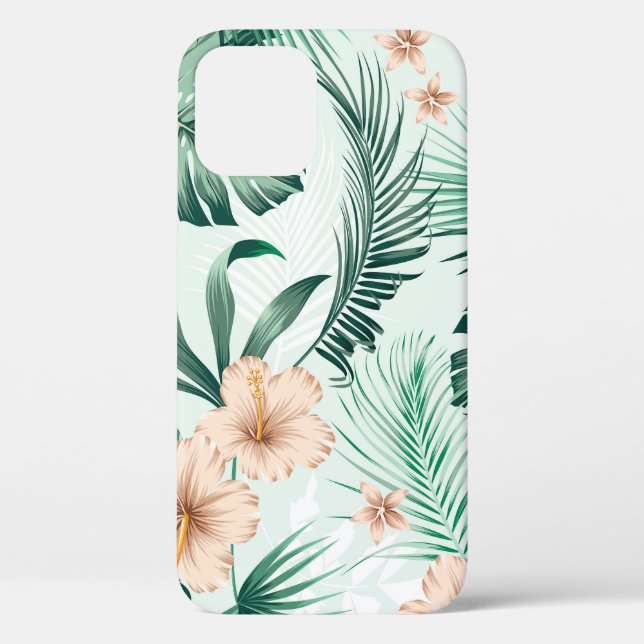 Funda De Case-Mate Para iPhone Flores tropicales, patrón de follaje exuberante. (Reverso )
