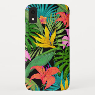 Funda Para iPhone XR Flores tropicales y hojas de palma hawaianas