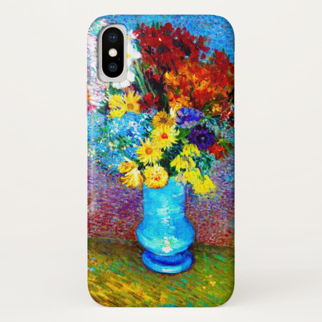 Funda De Case-Mate Para iPhone Flores Van Gogh en una maleta azul (Reverso)