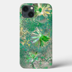 Funda Para iPhone 13 Flores verdes botánicas floridas