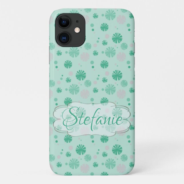 Funda De Case-Mate Para iPhone Flores verdes retro (Reverso)