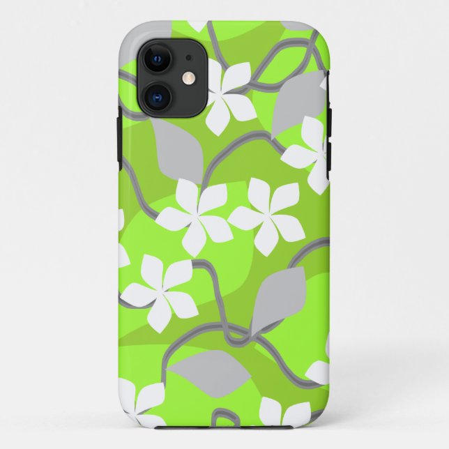 Funda De Case-Mate Para iPhone Flores verdes y blancas. Modelo floral (Reverso)