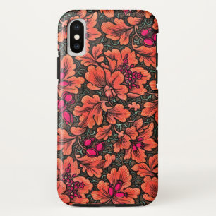 FUNDA PARA iPhone X FLORES/ VERMILLONES, ROSA, VERDE Y MARRÓN