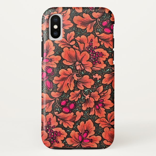 FUNDA DE Case-Mate PARA iPhone FLORES/ VERMILLONES, ROSA, VERDE Y MARRÓN (Reverso)
