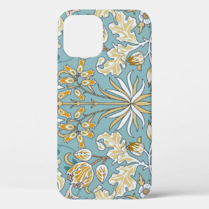 Funda Para iPhone 12 Flores vintage, hojas sin costura azul claro