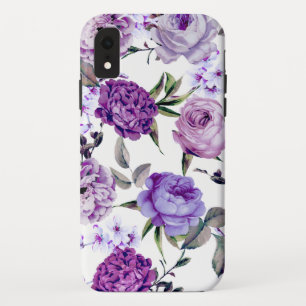 Funda Para iPhone XR Flores violetas femeninas elegantes de la púrpura