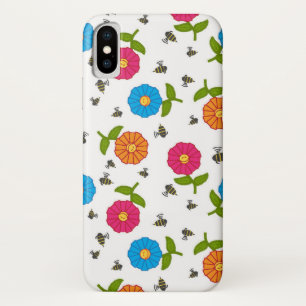 Funda Para iPhone X Flores y abejas sonrientes