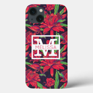 Funda Para iPhone 13 Flores Y Amantes Hummingbirds Añadir su nombre