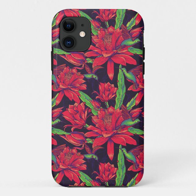 Funda De Case-Mate Para iPhone Flores y colibríes (Reverso)