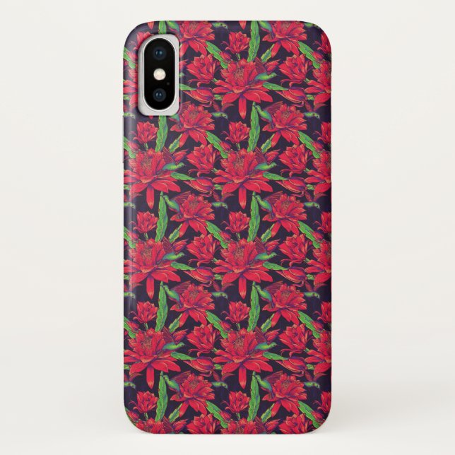 Funda De Case-Mate Para iPhone Flores y colibríes (Reverso)