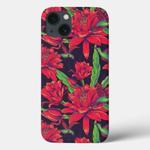 Funda Para iPhone 13 Flores y colibríes