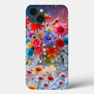 Funda Para iPhone 13 Flores y cristales de hielo