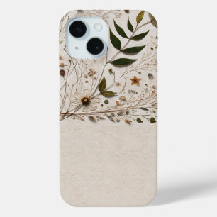 Funda Para iPhone 15 Flores y Hojas Botánicas de la Belleza de la Natur