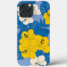 Funda Para iPhone 13 Pro Max Flores y hojas de Hibiscus