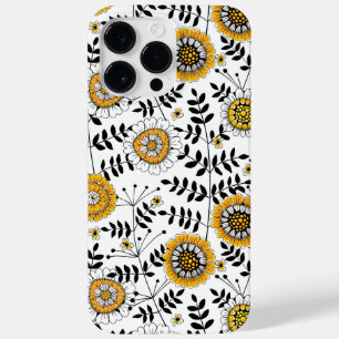 Funda Para iPhone 14 Pro Max De Case-Mate Flores y hojas de perro en amarillo y negro