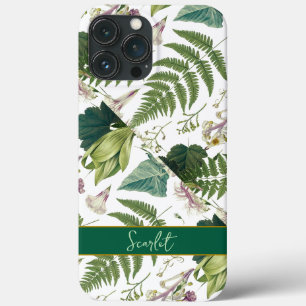 Funda Para iPhone 13 Pro Max Flores y hojas de primavera verdes elegantes y mod