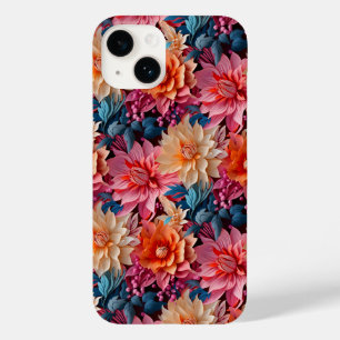 Funda Para iPhone 14 De Case-Mate Flores y hojas rosadas naranjas