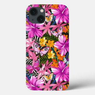 Funda Para iPhone 13 Flores y hojas tropicales