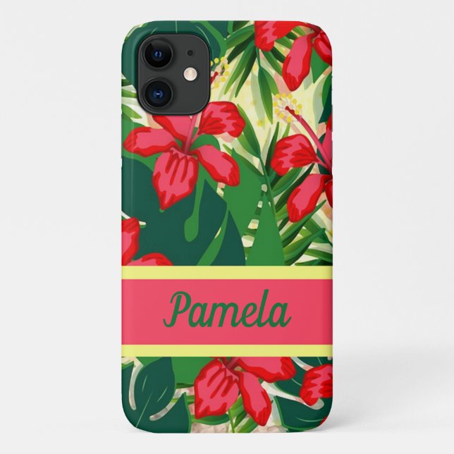 Funda De Case-Mate Para iPhone Flores y hojas tropicales (Reverso)