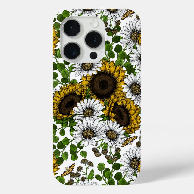 Funda De Case-Mate Para iPhone Flores y margaritas, jardín de verano 3 (Reverso )