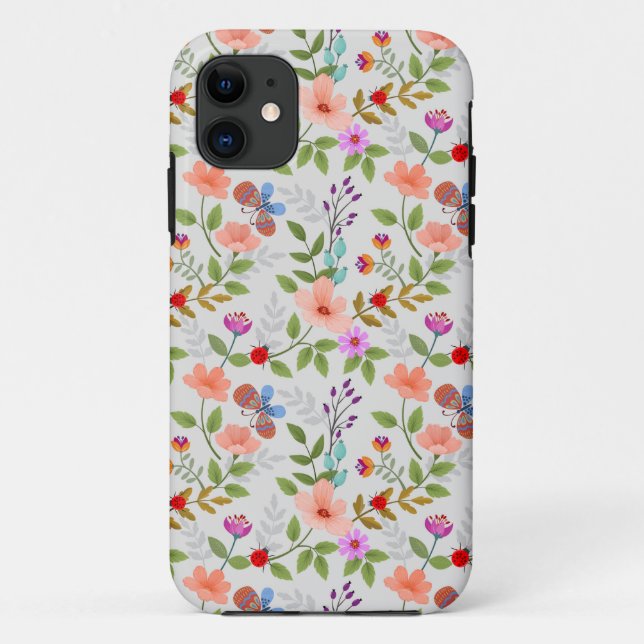 Funda De Case-Mate Para iPhone Flores Y Mariposas (Reverso)