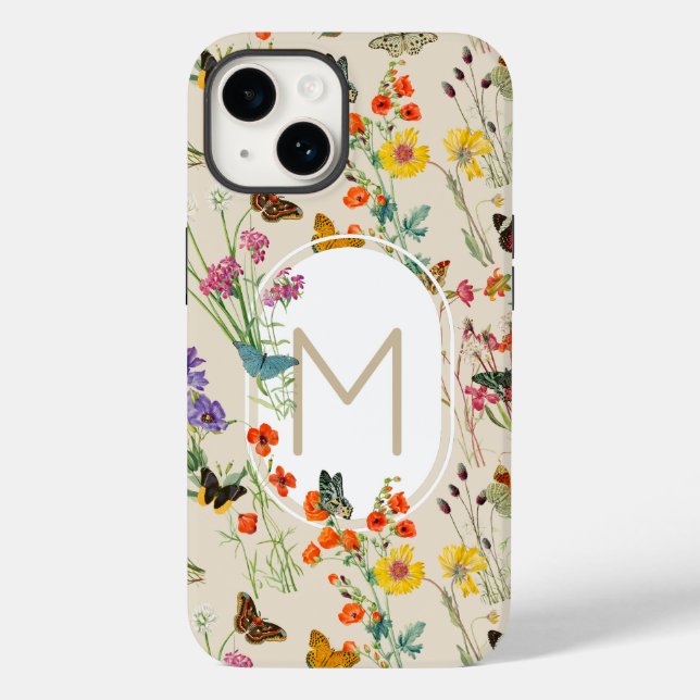 Funda De Case-Mate Para iPhone Flores y mariposas acuáticas Jardín floral (Reverso )