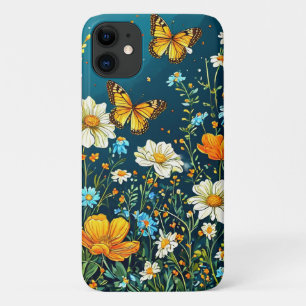 Funda Para iPhone 11 Flores y mariposas coloridas primavera floral
