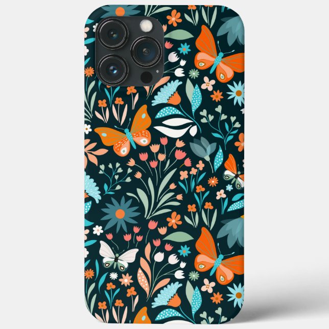 Funda De Case-Mate Para iPhone Flores y mariposas divertidas (Reverso )