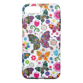 Funda Para iPhone 8 Plus/7 Plus Flores Y Mariposas Retro Encantadoras