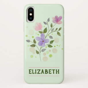 Funda Para iPhone X Flores y nombre personalizado Elizabeth