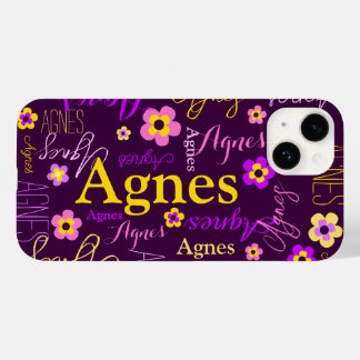 Funda Para iPhone 14 De Case-Mate Flores y nombres amarillos rosados púrpura Agnes