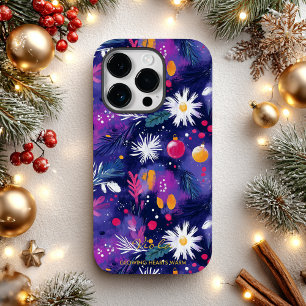 Funda Para iPhone 14 Pro De Case-Mate Flores y ornamentos festivos personalizados