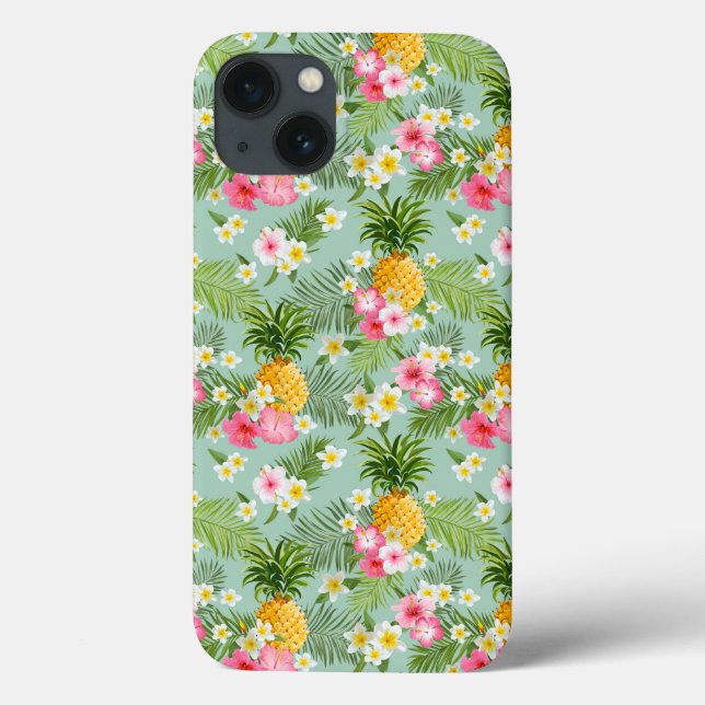 Funda De Case-Mate Para iPhone Flores y piñas tropicales (Reverso)