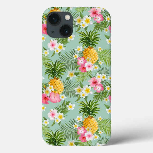 Funda De Case-Mate Para iPhone Flores y piñas tropicales (Reverso)